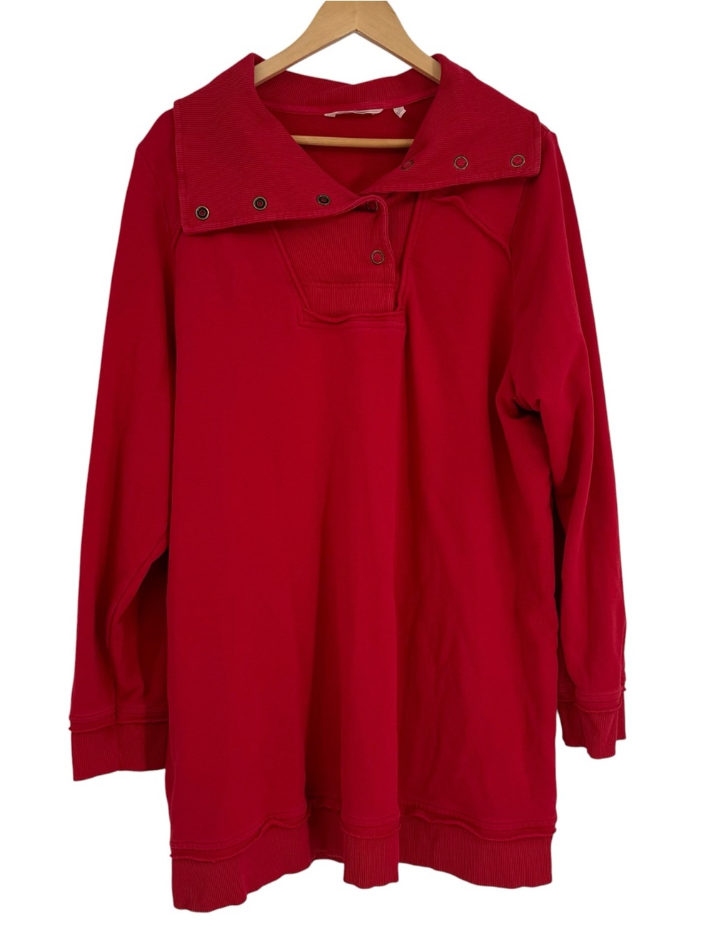 Soft Surrounding Split Snap Collar Sweatshirt Women’s Size 2X Red Longline